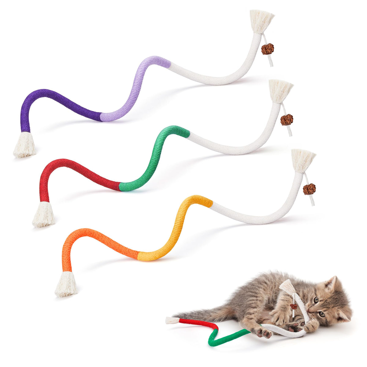 Potaroma Cat Toys Chew Ropes 3Pcs with Refillable Natural Catnip Potaroma Cat Toys Chew Ropes 3Pcs with Refillable Natural Catnip