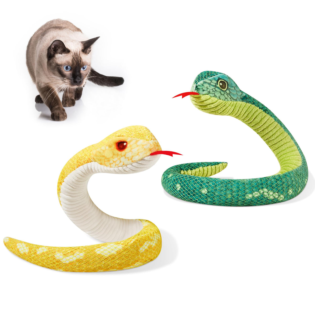 Potaroma Cat Toys Realistic Snake Catnip Crinkly Sound Toy 2 Pcs