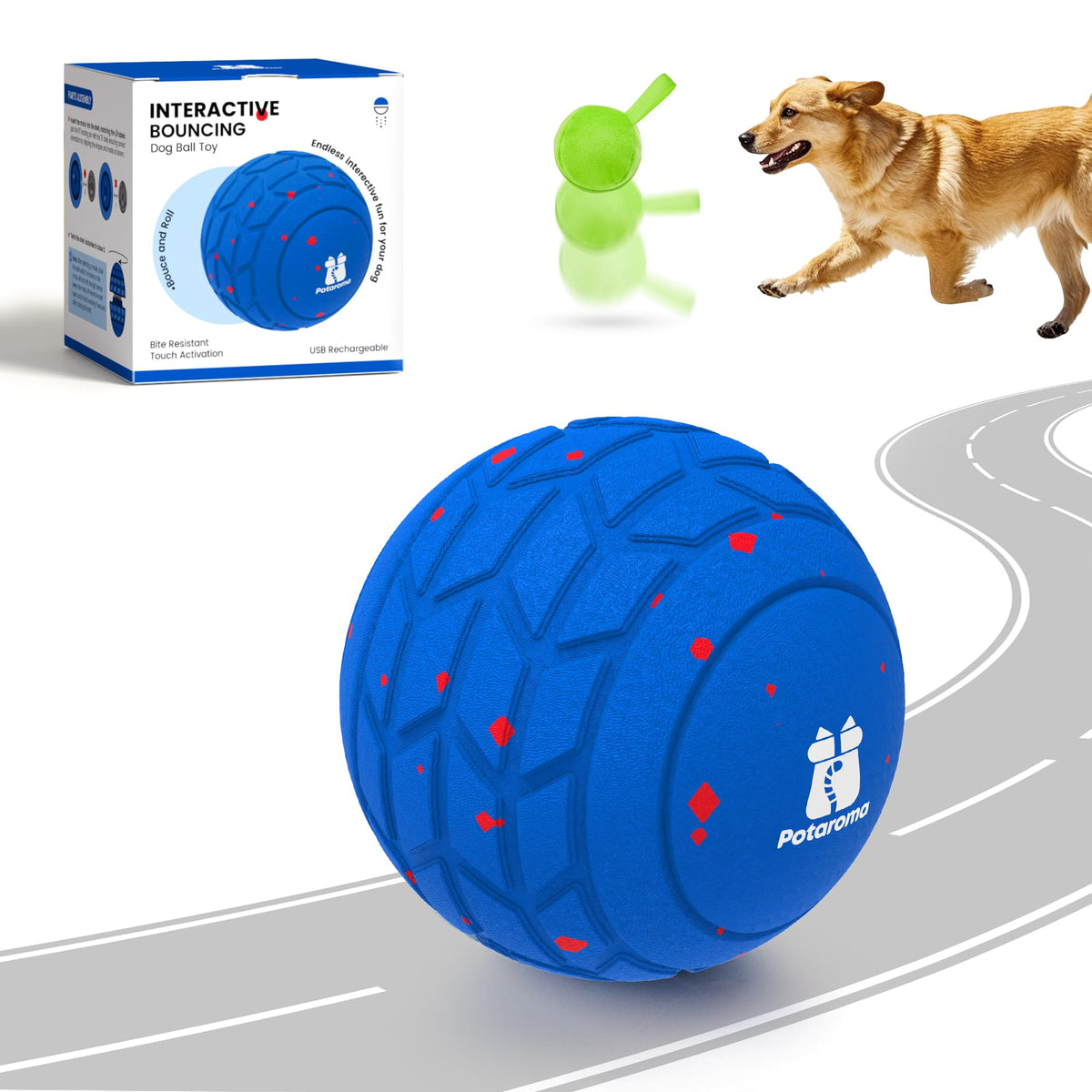 Potaroma Dog Ball Toys, Interactive Motion Activated 3 Mode Automatic