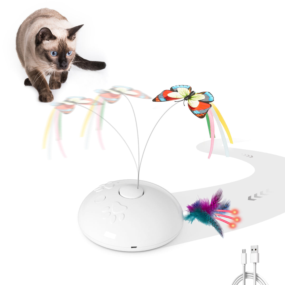 Potaroma Cat Toys 4 in 1 Rechargeable Interactive Automatic Kitten To