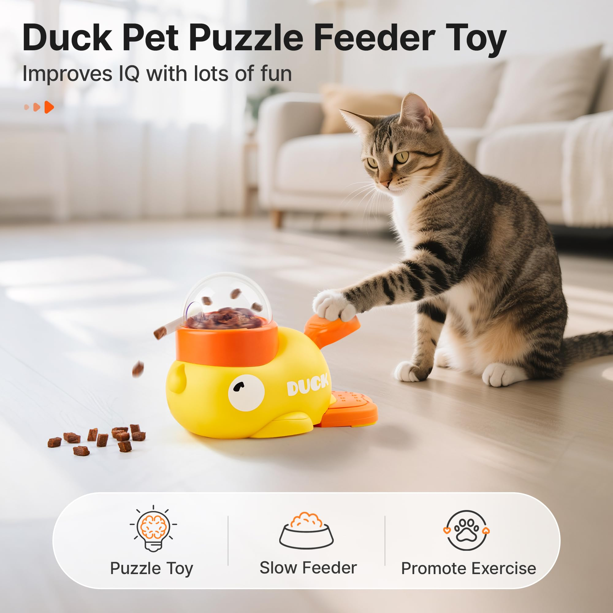 thumbnail image 2 of 2 In 1 Yellow Duck Dog Toy - Interactive Slow Feed Treat Dispenser Puzzle Toy For Small Medium Dogs Reduces Bloat Promotes IQ Training | UK 2 of 14