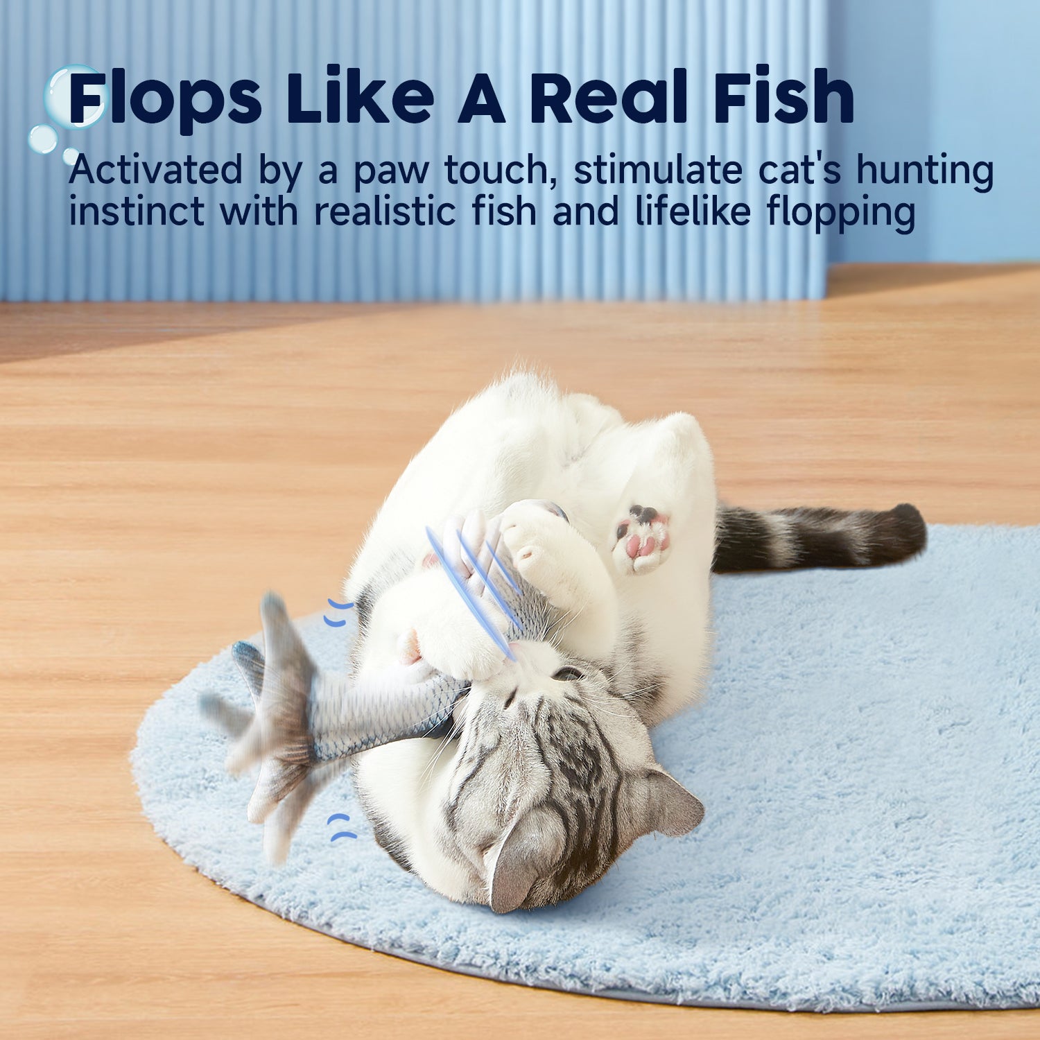 PawfectPals Touch Sensitive Floppy, Moving,Fish Dog Cat Toy with  Catnip-Goldfish