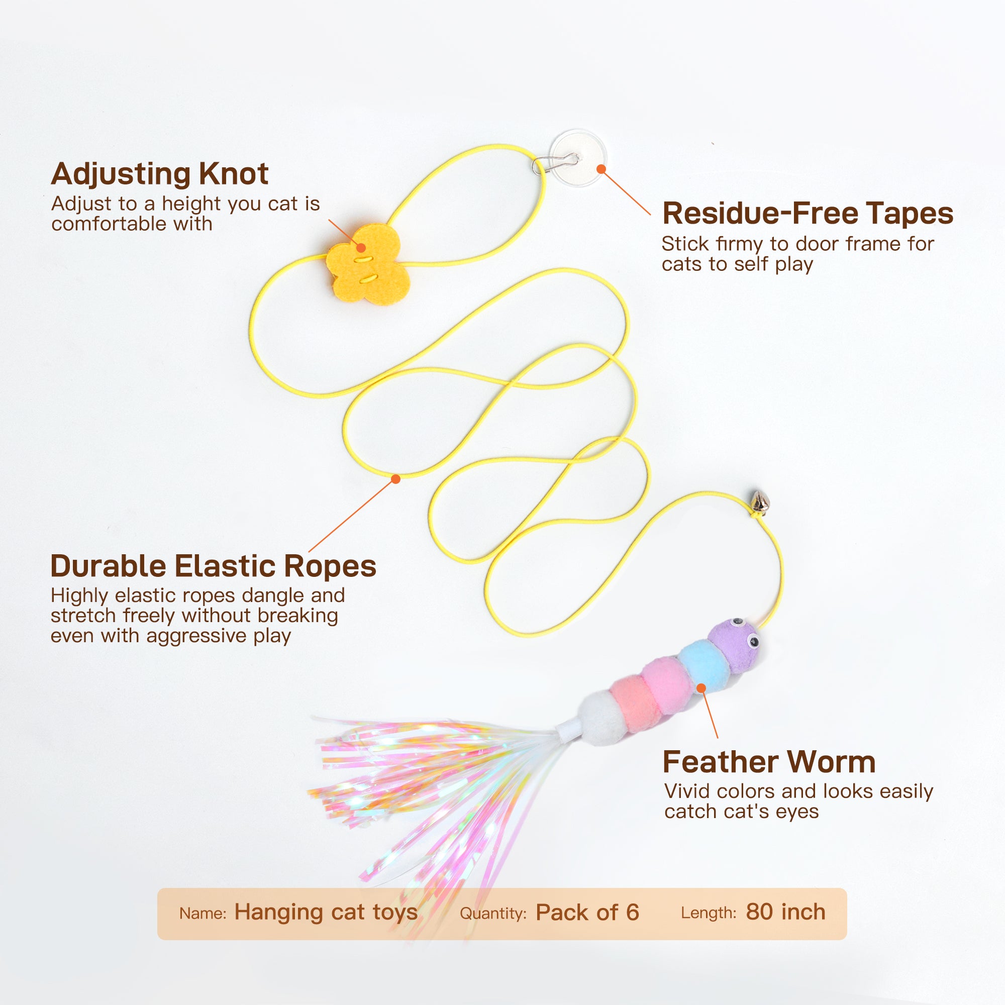 1pc Adjtable Hanging Cat Toy, For Interactive Play And Amement 1pc Adjtable Hanging Cat Toy, For Interactive Play And Amement