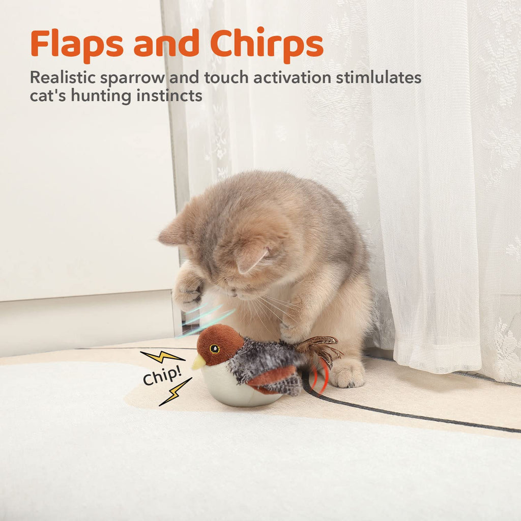 thumbnail image 2 of Rechargeable Flapping Chirping Sparrow Bird Cat Interactive 2 of 9