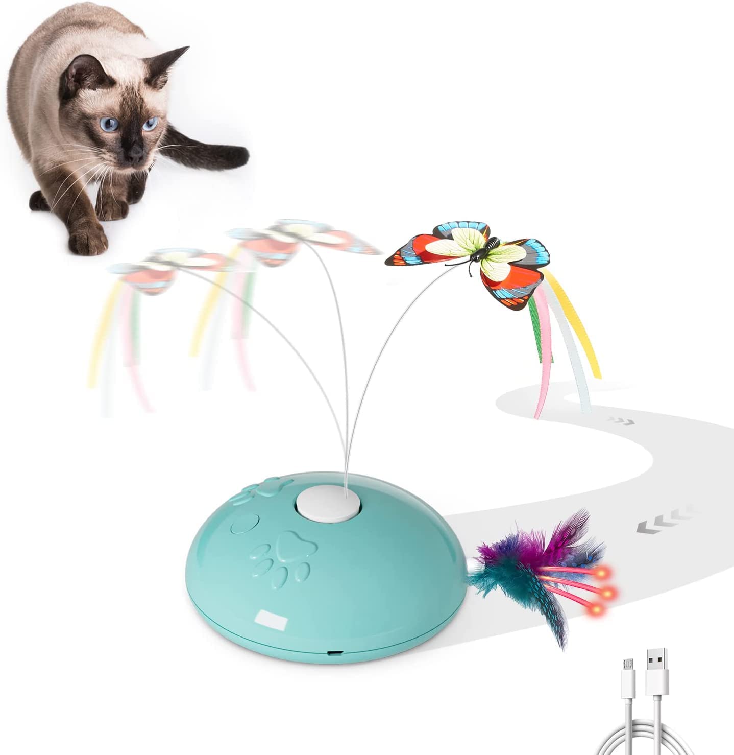 Potaroma Cat Toys, 4-in-1 Rechargeable Interactive Automatic Kitten To