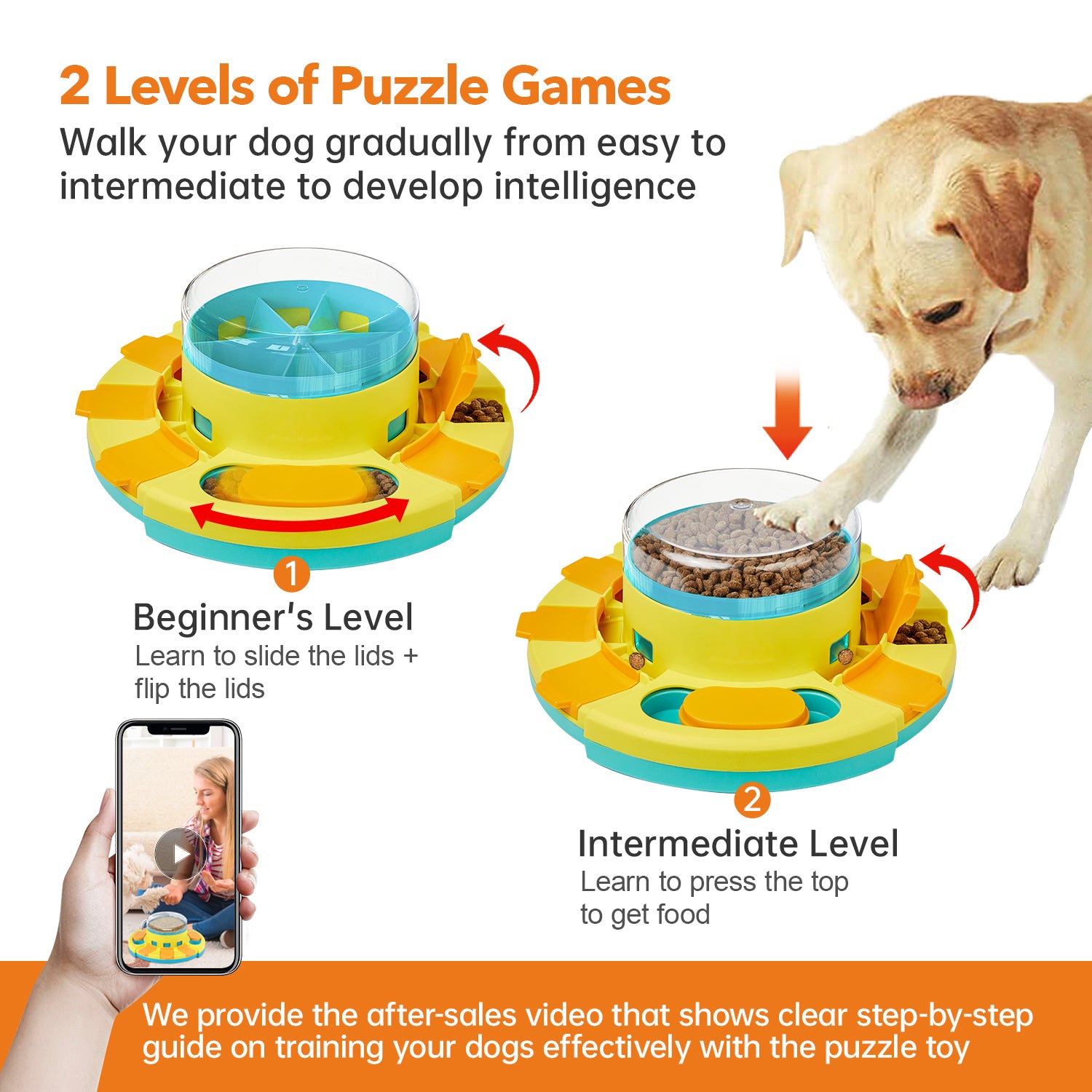 2 Levels Dog Puzzle Toys, Slow Feeder Dog Bowls for Small/Medium